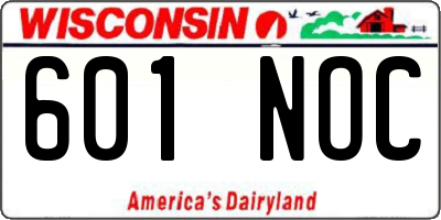 WI license plate 601NOC