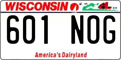 WI license plate 601NOG