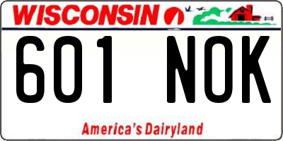 WI license plate 601NOK