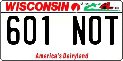 WI license plate 601NOT