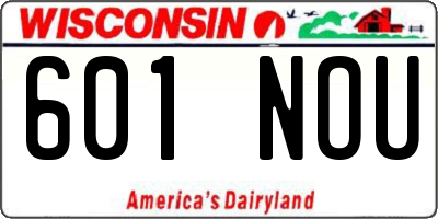 WI license plate 601NOU