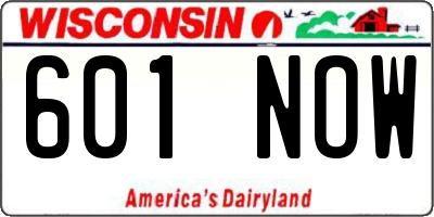 WI license plate 601NOW