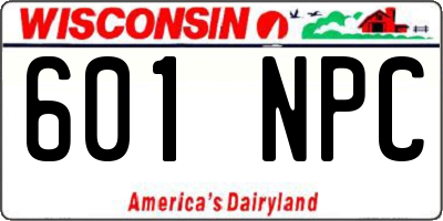 WI license plate 601NPC