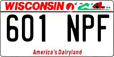 WI license plate 601NPF