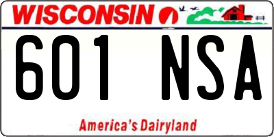 WI license plate 601NSA