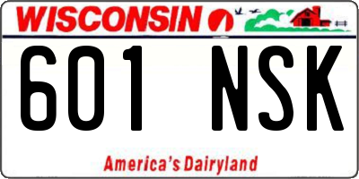 WI license plate 601NSK