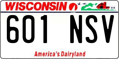 WI license plate 601NSV