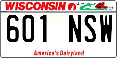 WI license plate 601NSW