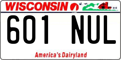 WI license plate 601NUL