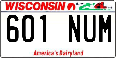 WI license plate 601NUM