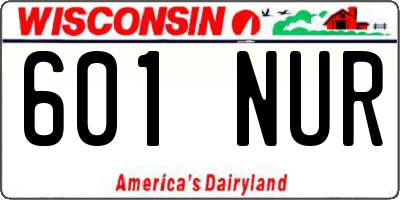 WI license plate 601NUR