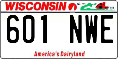 WI license plate 601NWE