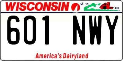 WI license plate 601NWY