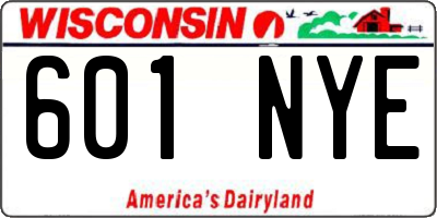 WI license plate 601NYE