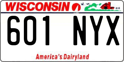 WI license plate 601NYX