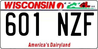 WI license plate 601NZF