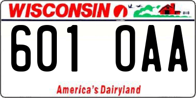 WI license plate 601OAA