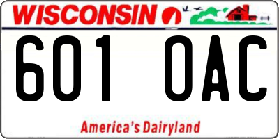 WI license plate 601OAC