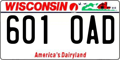 WI license plate 601OAD