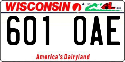 WI license plate 601OAE