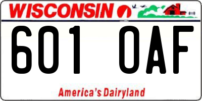WI license plate 601OAF