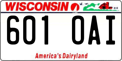 WI license plate 601OAI