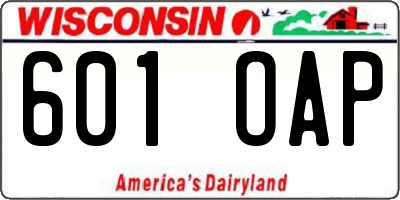 WI license plate 601OAP