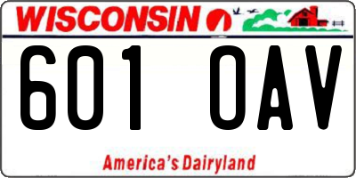 WI license plate 601OAV