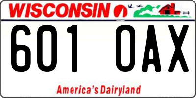 WI license plate 601OAX