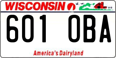 WI license plate 601OBA