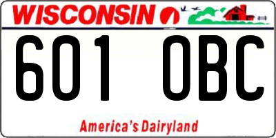 WI license plate 601OBC