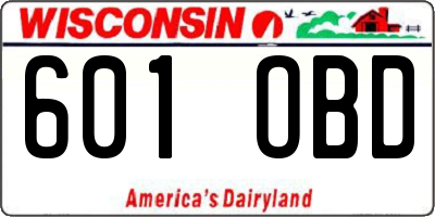WI license plate 601OBD