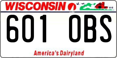 WI license plate 601OBS
