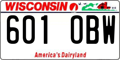 WI license plate 601OBW