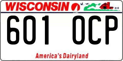 WI license plate 601OCP