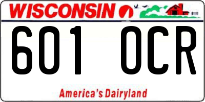 WI license plate 601OCR