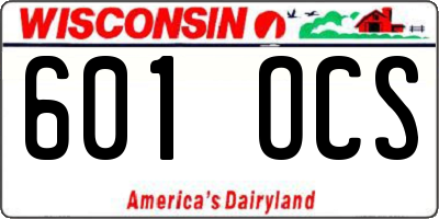 WI license plate 601OCS