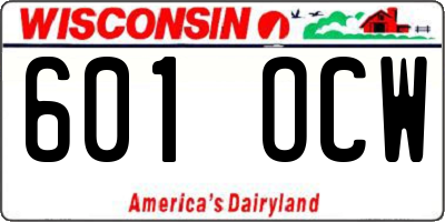 WI license plate 601OCW