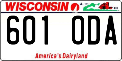 WI license plate 601ODA