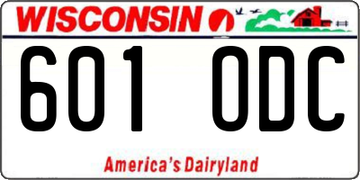 WI license plate 601ODC