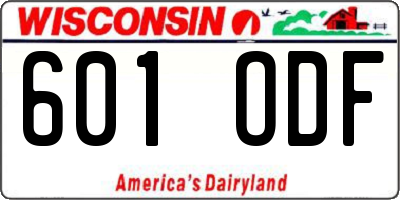 WI license plate 601ODF