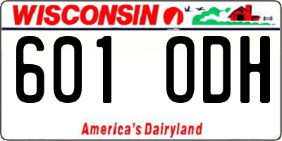 WI license plate 601ODH