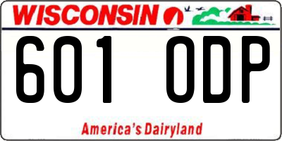 WI license plate 601ODP