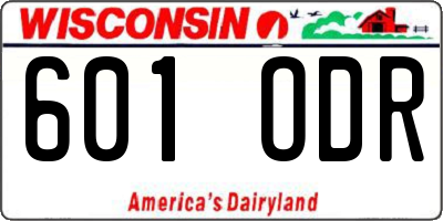 WI license plate 601ODR