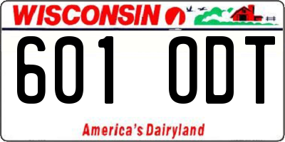 WI license plate 601ODT