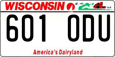 WI license plate 601ODU