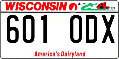 WI license plate 601ODX