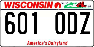 WI license plate 601ODZ