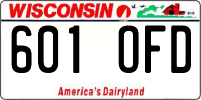WI license plate 601OFD