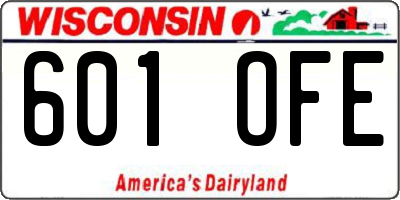 WI license plate 601OFE